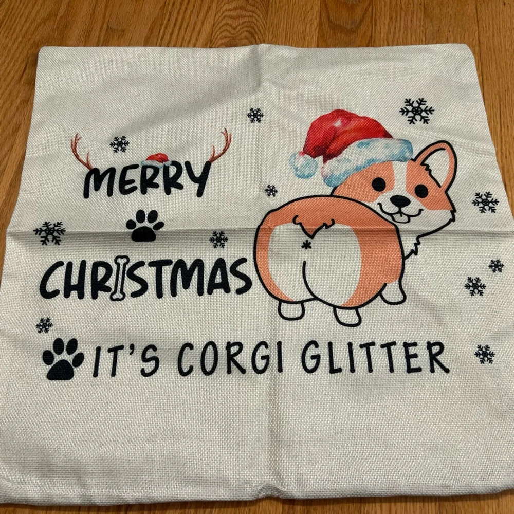 Merry Christmas Corgi Pillow Cover
